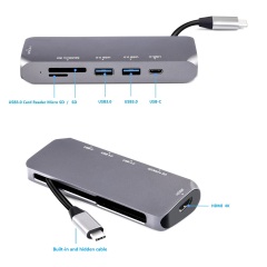 Usb Type C Hub Adapter 6 In 1 Type C Docking Station With PD/SD/TF/USB3.0*2