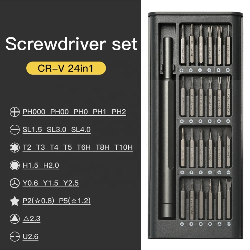 KS-840075 24in1 Precise Screwdriver Bits Set Magnetic Electronics Repair Tool ABS Box CRV Bits for Consumer Electronics Repair