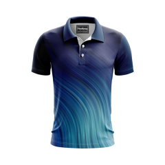 Custom Sublimated Black Blue Golf Polo Shirt With Logo