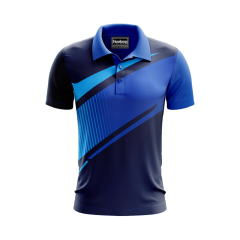 Custom Sublimated Black Blue Golf Polo Shirt With Logo