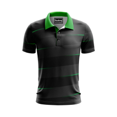 Custom Sublimated Black Blue Golf Polo Shirt With Logo