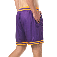 Custom Sublimated Embroidered Logo Polyester Mesh Purple Basketball Shorts