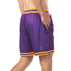 Custom Sublimated Embroidered Logo Polyester Mesh Purple Basketball Shorts