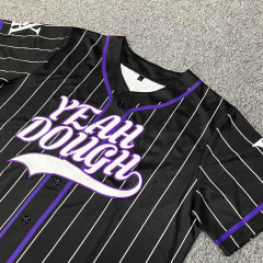 Black Stripe Embroidery Baseball Jersey Custom