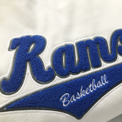 White Embroidered Baseball Jacket Patch Baseball Jacket