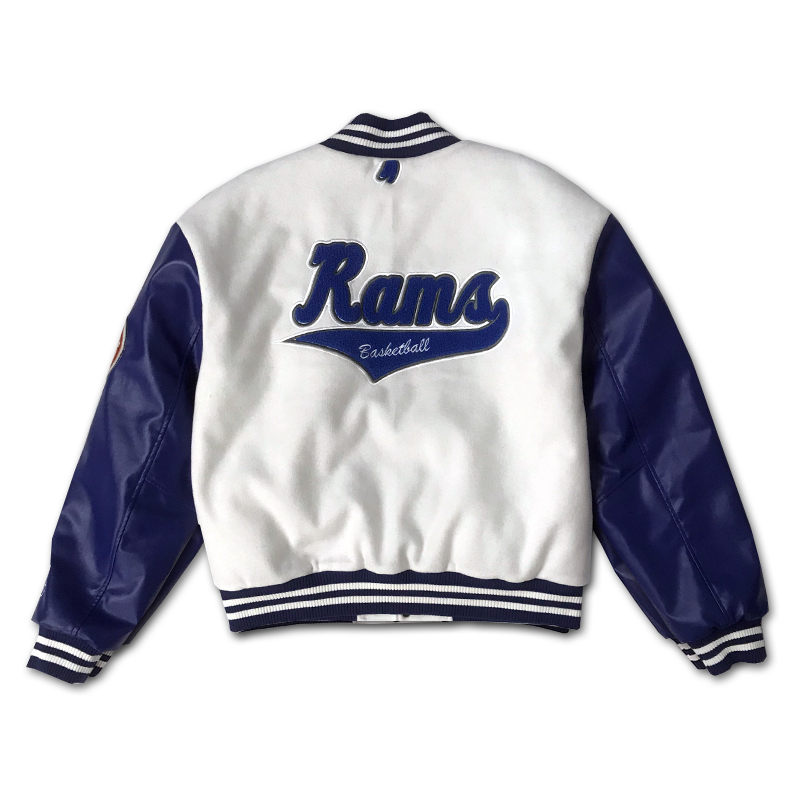 White Embroidered Baseball Jacket Patch Baseball Jacket