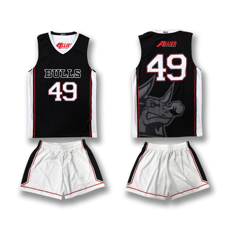 Basketball Uniform Wholesale Custom Sublimated Reversible Basketball Uniform  Red White Team Wear