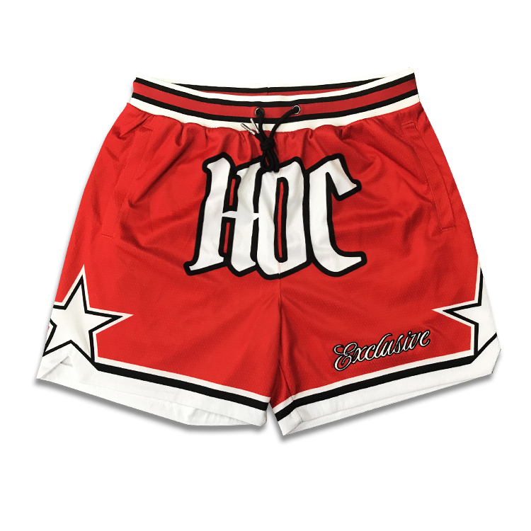 Custom Sublimated Red/Blue/Black/Yellow Active Basketball Street Shorts