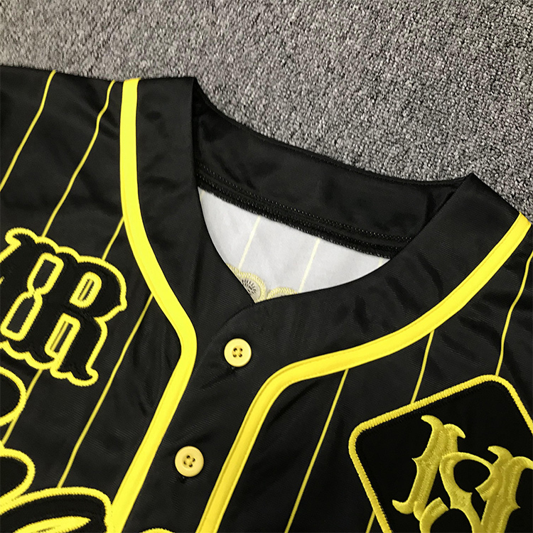 Custom Black Embroidery Pinstripe Baseball Uniform