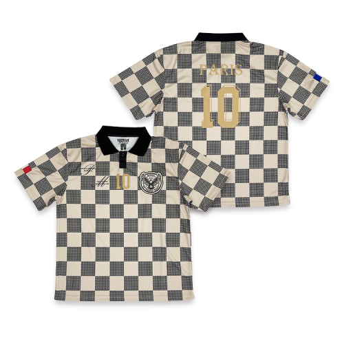Casual Style Classic Checkered Football Jersey Embroidery Soccer Shirts
