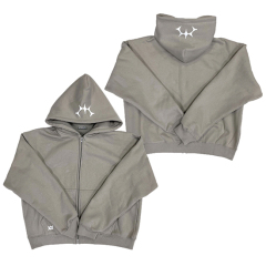 Customized Grey Hoody Casual Men's Zipper Sweatshirt