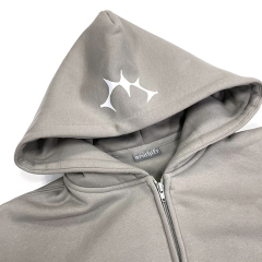 Customized Grey Hoody Casual Men's Zipper Sweatshirt