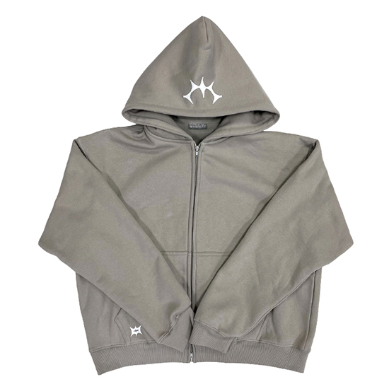 Customized Grey Hoody Casual Men's Zipper Sweatshirt