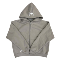 Customized Grey Hoody Casual Men's Zipper Sweatshirt