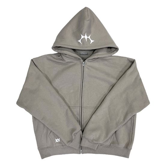 Customized Grey Hoody Casual Men's Zipper Sweatshirt