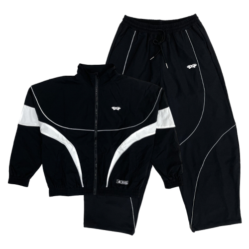 Oversized Sports Tracksuit Patchwork Jacket And Pants Set