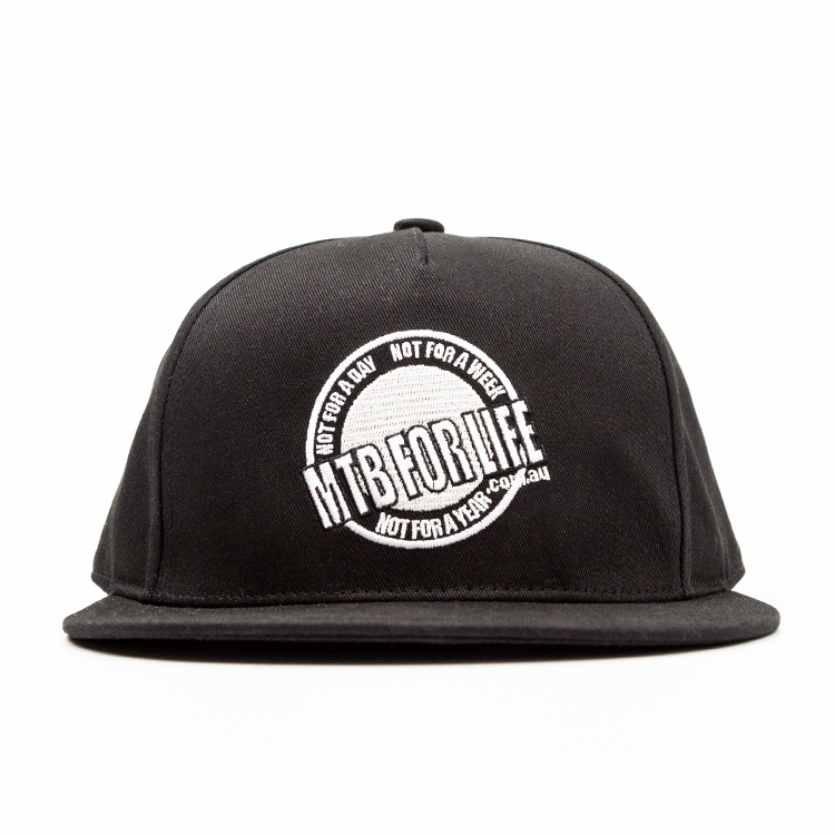 Flat-Brimmed Hat Embroidery Black Baseball Cap