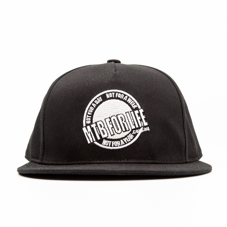Flat-Brimmed Hat Embroidery Black Baseball Cap