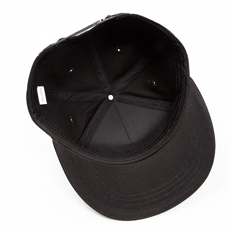 Flat-Brimmed Hat Embroidery Black Baseball Cap
