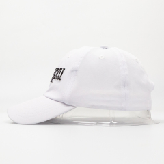Sports Hat White Embroidery Unstructured Baseball Cap