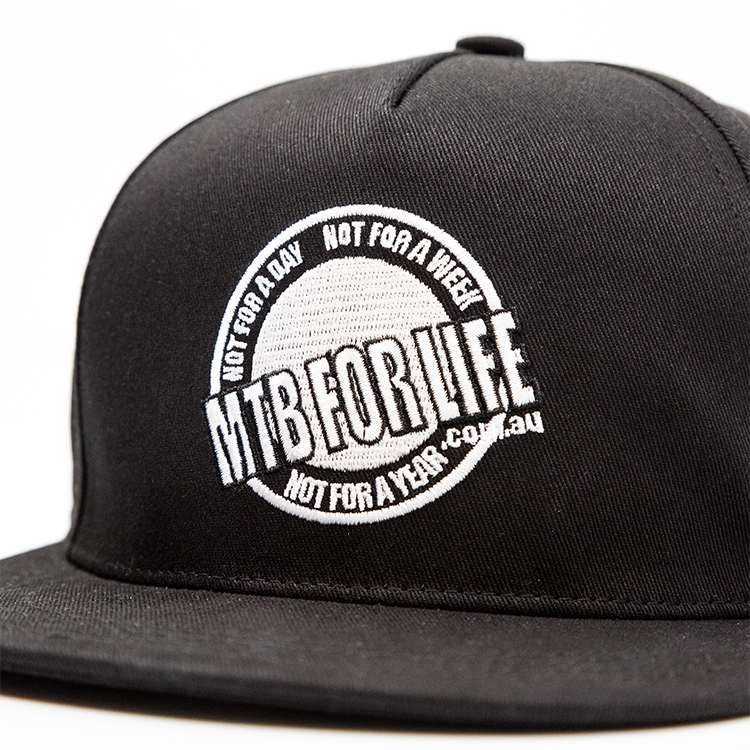 Flat-Brimmed Hat Embroidery Black Baseball Cap