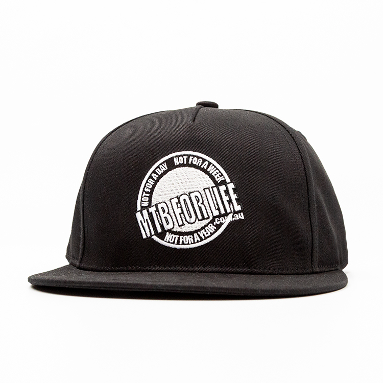 Flat-Brimmed Hat Embroidery Black Baseball Cap