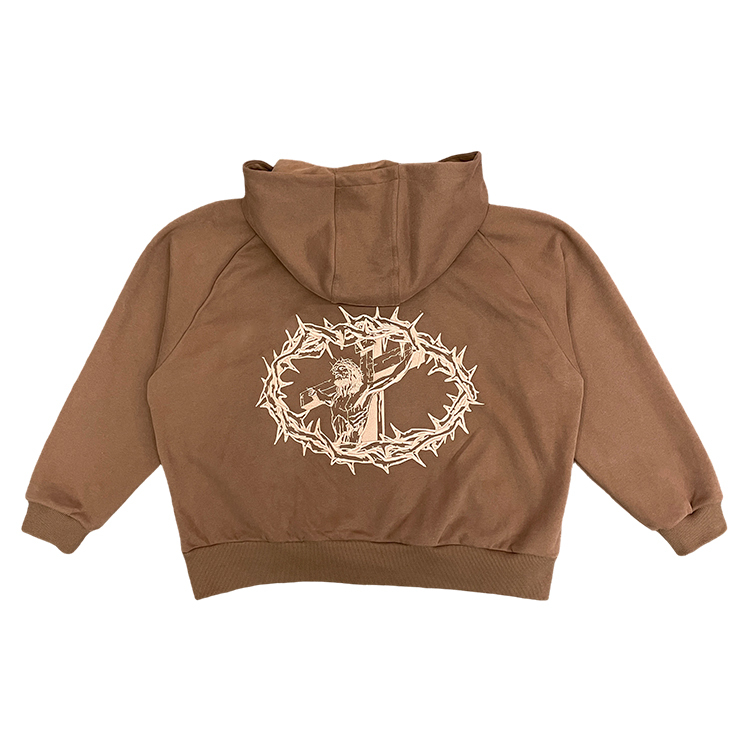 Fashion Sports Hooded Embroidery Design Zip-Up Sweatshirt