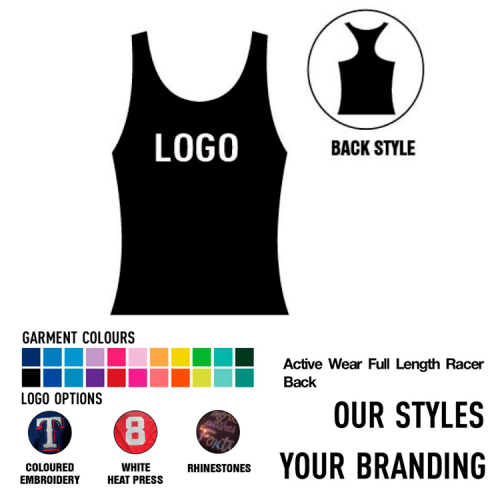 Active Wear Full Length Racer Back Singlets