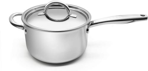 4-Quart Saucepan with Lid, Tri-Ply, 18/8 Stainless Steel, Advanced Welding Technology, Mirror Finish