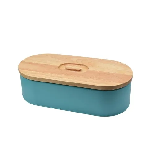 Small oval bread bin with bamboo cover