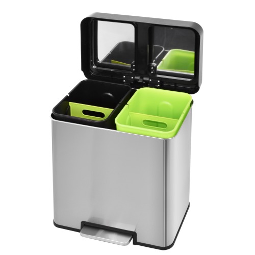 Kitchen Recycle Dual Foot Step Bin Stainless Steel