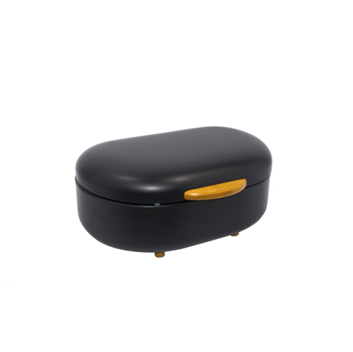 Bamboo handle and feet bean shape bread bin