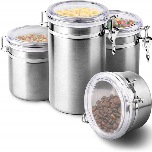 Stainless Steel round clip top canister
