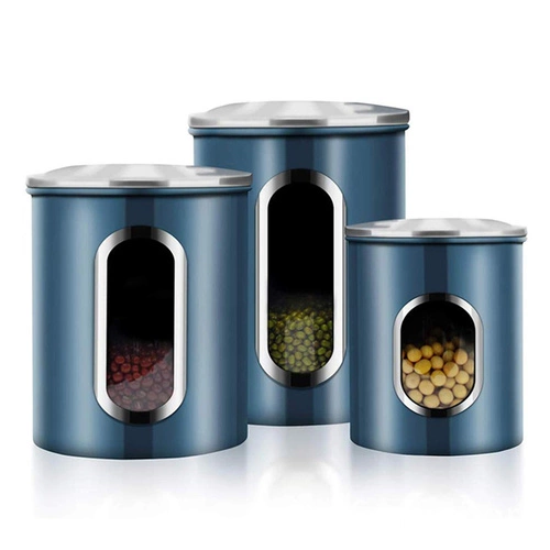Window kitchen canister with lid