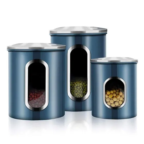 Window kitchen canister with lid