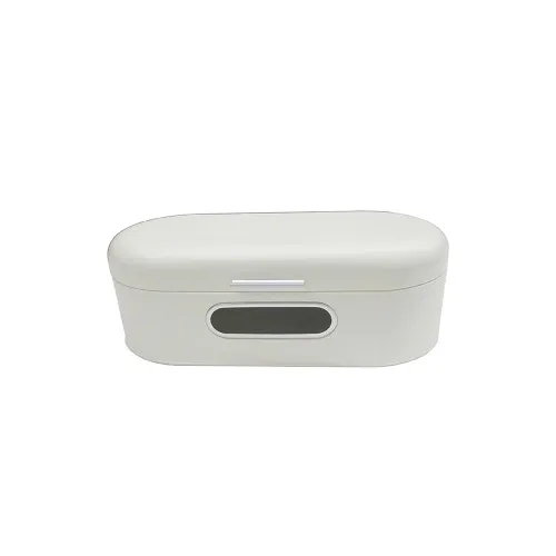 Large metal oval bread bin with viewing window