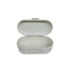 Large metal oval bread bin with viewing window