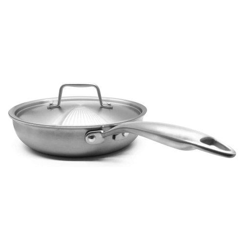 8-Inch Fry Pan with Lid, 3-ply, 18/8 Stainless Steel
