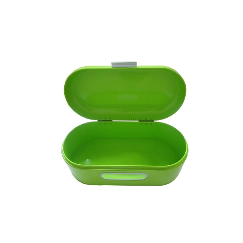 Large metal oval bread bin with viewing window