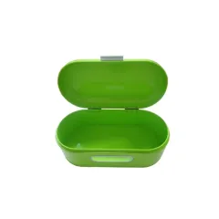 Large metal oval bread bin with viewing window