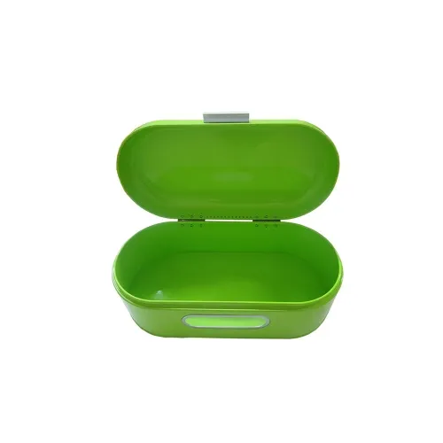 Large metal oval bread bin with viewing window