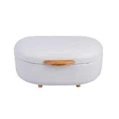 Small bean shape bread box with bamboo handle
