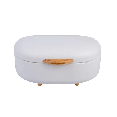 Small bean shape bread box with bamboo handle