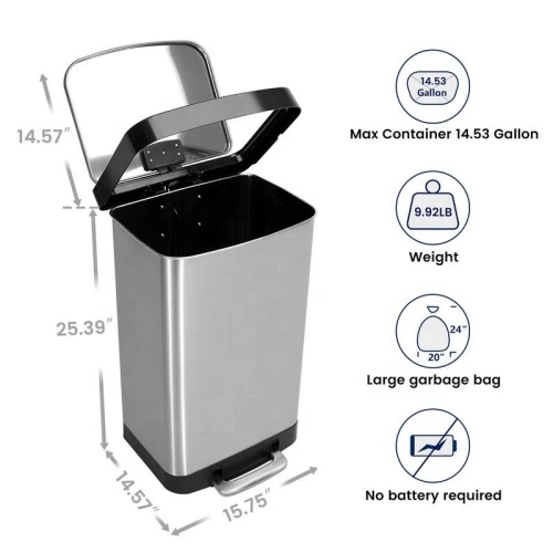 Foot Operation 410 Coating Stainless Steel Trash Can