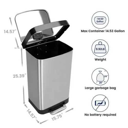 Foot Operation 410 Coating Stainless Steel Trash Can