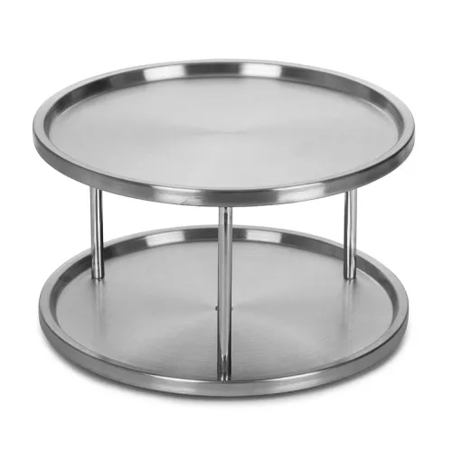 Round Stainless Steel 2 Tier Lazy Susan Turntable