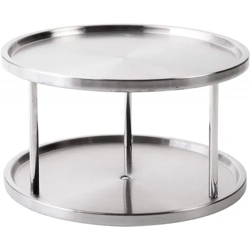 Round Stainless Steel 2 Tier Lazy Susan Turntable