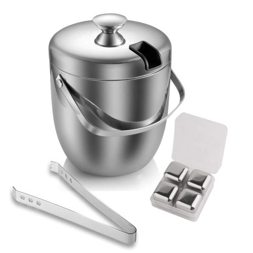 2.8L Polishing Stainless Steel Ice Bucket With Tongs