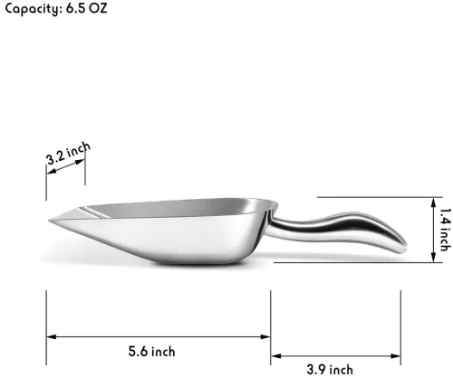 Ice Scoop, Stainless Steel Popcorn Scooper, Ergonomic Grip, Mirror Finish