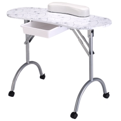 white color foldable salon furniture manicure table with carry bag